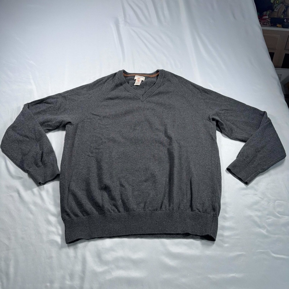 Dockers Sweater Mens Size Large Dark Gray 100% Cotton (Small Hole SEE PICS)
